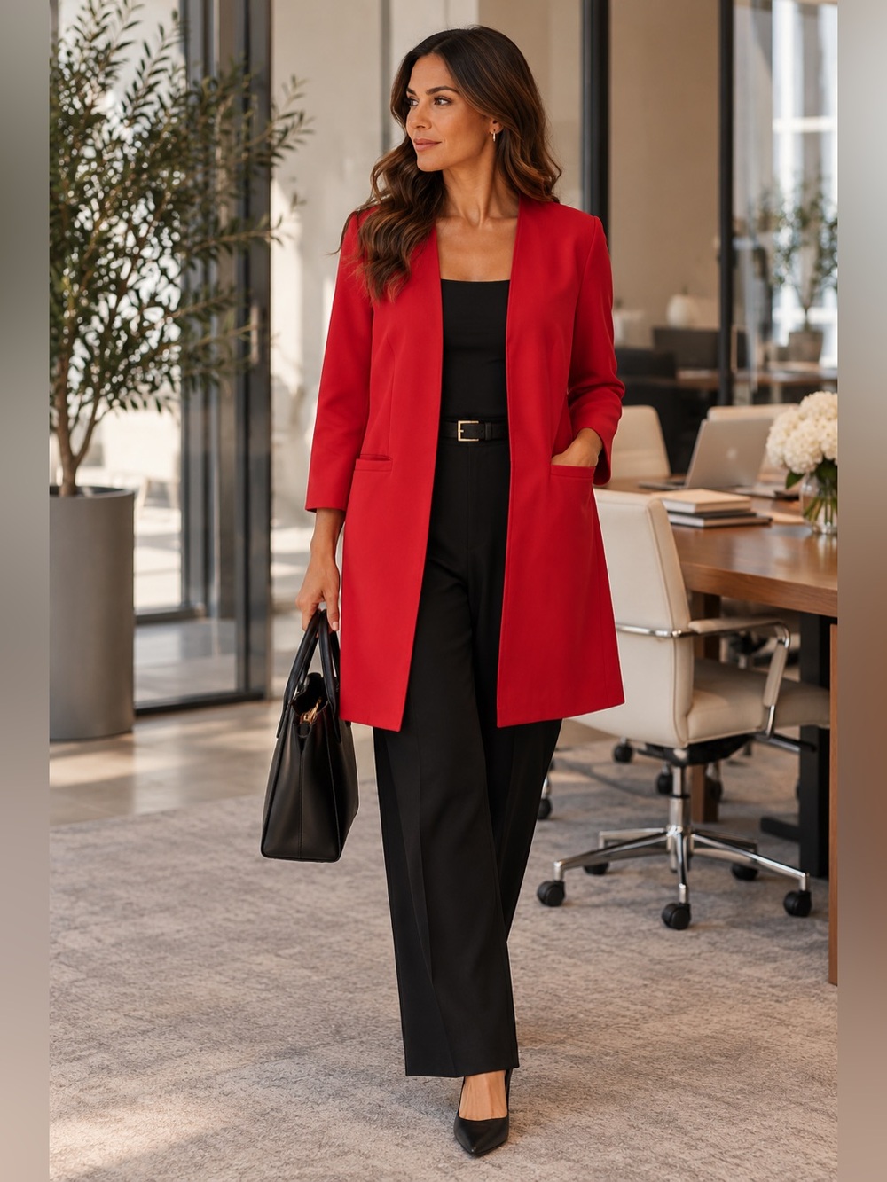 Vintage Red Made in Italy Wool Longline Blazer Jacket